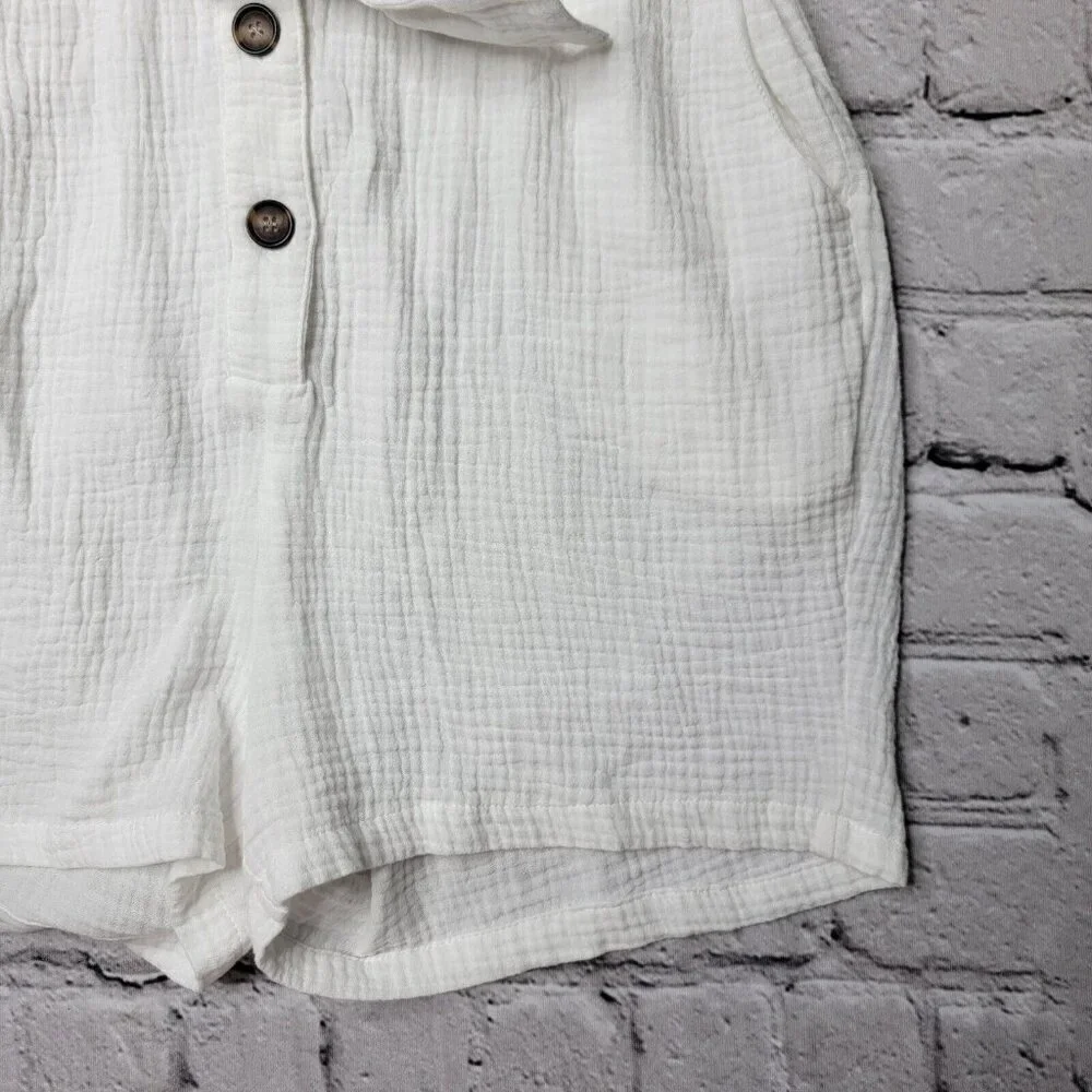 Bishop Young White Gauze Short Sleeve Belted Romper Size S - Picture 5 of 10